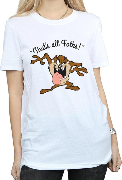 Image du produit Looney Tunes That's All Folks Taz Cotton Boyfriend TShirt (S)