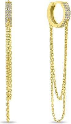 Image du produit Brilio Long Gold-Plated Hoop Earrings with Zircons EA1000Y