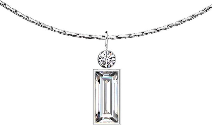 Produktbild Star Piercing Kette silber Anhänger runder und grosser Baguette Kristall silber (ohne Messing, Chirurgenstahl 316L)