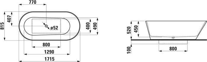 Produktbild Laufen Badewanne KARTELL 1715x815mm, freistehend weiss (275 l, 171.50 cm, 81.50 cm)
