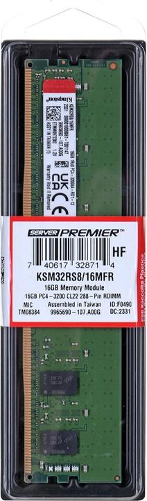 Actual product image Kingston 3200MT/s DDR4 ECC Reg CL22 DIMM1Rx8 (1 x 16GB, 3200 MHz, DDR4-RAM, DIMM)