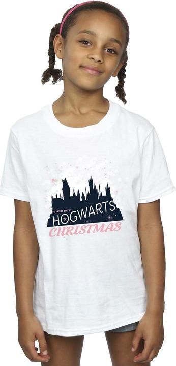 Actual product image Girls Hogwarts Christmas Cotton T-Shirt (140, 146)