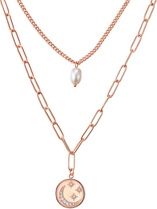 Produktbild Valero Pearls Damen Edelstahl Preciosa Süsswasser-Zuchtperle Roségold 38,0/43,0 cm Grundkette + 5,0 (Edelstahl, 38 cm)
