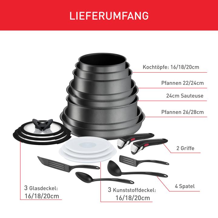 Tefal L7619402 (28 cm, Set di pentole e padelle da cucina, Alluminio)