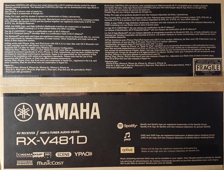 Actual product image Yamaha Rx-V481dab+