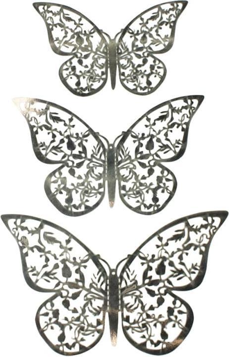 Immagine prodotto JTI 12 pezzi farfalle 3D in metallo, decorazione da parete - foglia d'argento