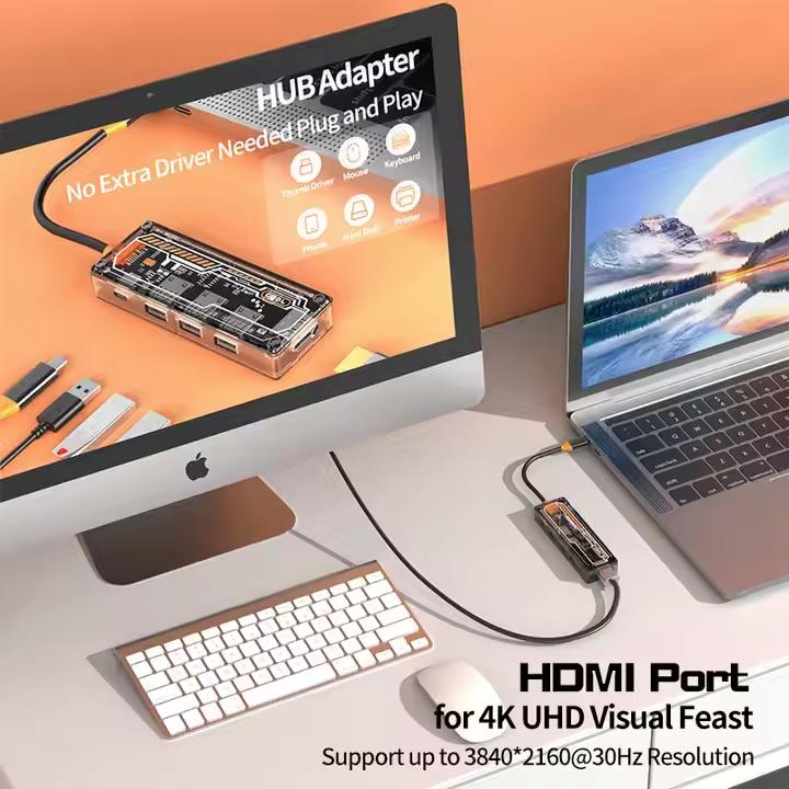 Immagine prodotto PhoneLook USB-C Hub 5-in-1 mit futuristischem Design (3x USB-A, 1x USB-C, 1x HDMI) (USB-C)
