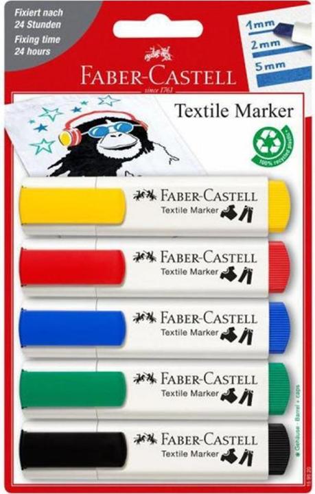 Faber-Castell Marqueur textile (Multicolore, 5 mm, 5 x)