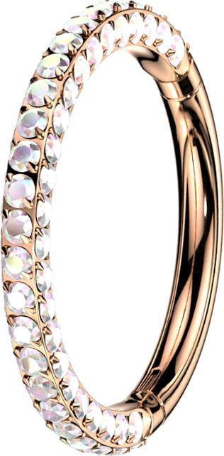 Star Piercing Micro Segmentring klappbar rosegold front und seitlich Kristalle multicolor (Titan G23)