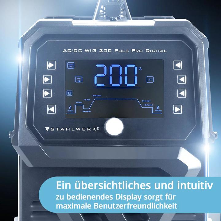 Image du produit Stahlwerk Poste à souder sous protection gazeuse AC/DC TIG 200 Puls Pro Digital équipement complet