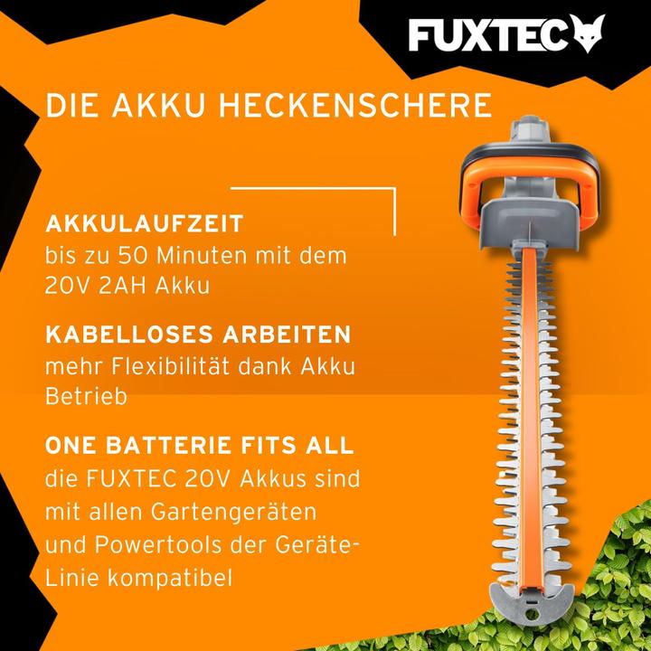 Produktbild Fuxtec 20V Akku Heckenscheren FX-E1HS20 ohne Akkupack, ohne Ladegerät (Akkuheckenschere)