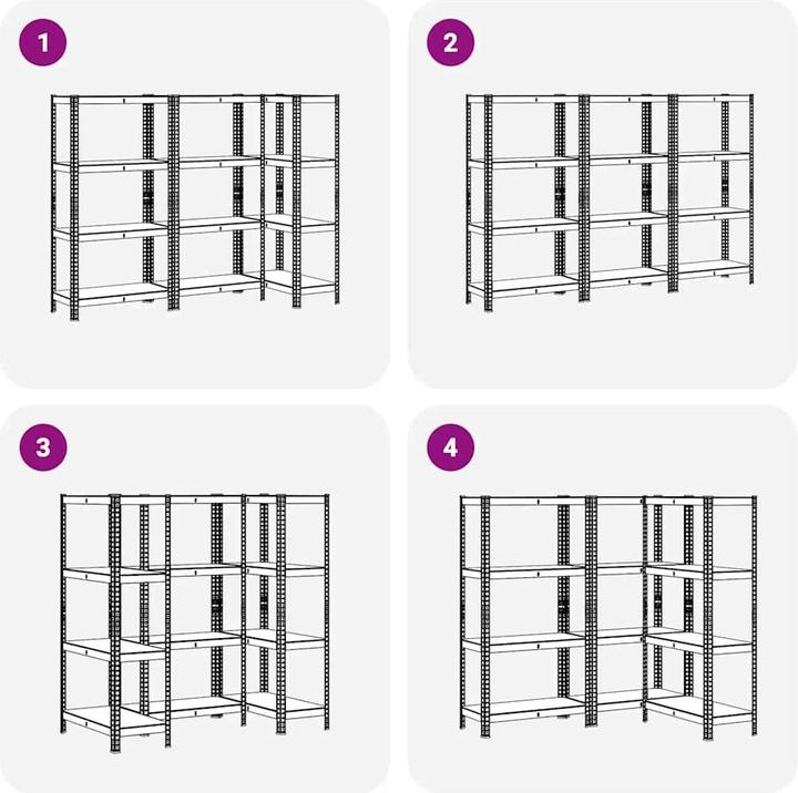 Actual product image VidaXL Storage shelving with 4 shelves 3 pcs. silver steel & wood-based material