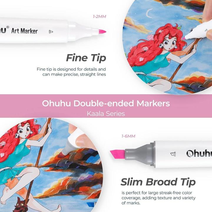 Actual product image Ohuhu Kaala art marker (Multicoloured, 6 mm, 60 x)