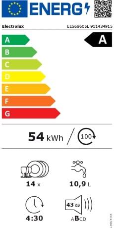 Etichetta energetica Electrolux EES68605L Serie 600 SatelliteClean Lavastoviglie da