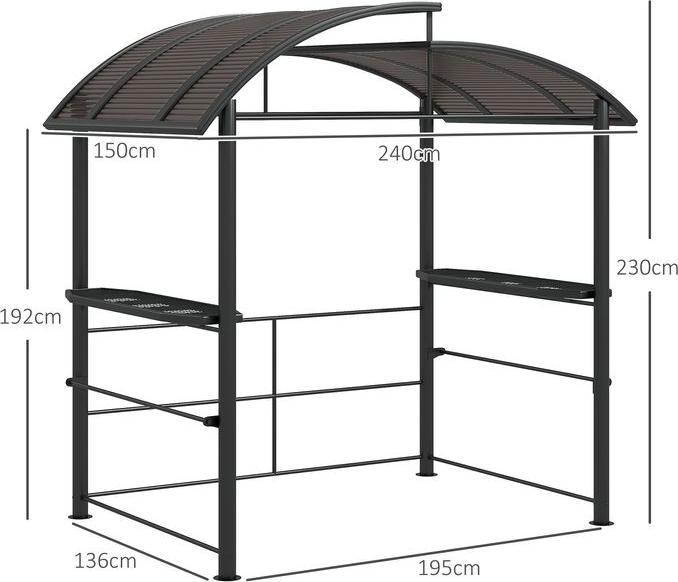 Produktbild Swisshandel24 Grillpavillon Flammschutzdach BBQ Pavillon UV Schutz Pergola Stahl PC Dunkelgrau 240x150x230cm (240 cm, 150 cm)