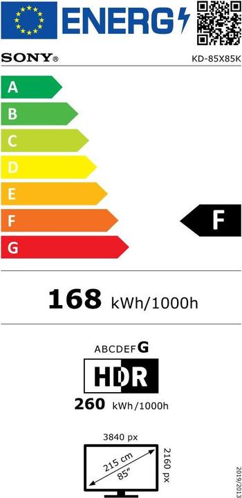 Energie-Label Sony KD-85X85K (85", X85K, LCD, 4K, 2022)
