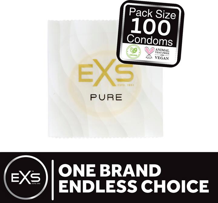 EXS storage bag "Pure" 100 thin, vegan condoms (100 pcs.)
