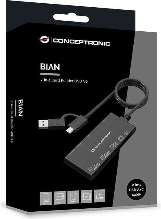 Image du produit Conceptronic 7-in-1 Card Reader USB3.0,2xSD,2xMicroSD,MS,CF (Type B)