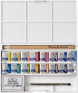 Produktbild Winsor & Newton Cotman watercolour deluxe pocketbox 19pcs (Weiss, Gelb, Grün, Blau, Grau, Rot)