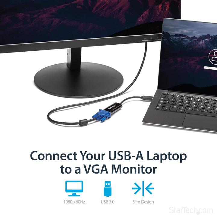 Produktbild StarTech Slim USB 3.0 VGA Video Adapter (USB-B, USB-A, 1 Ports)