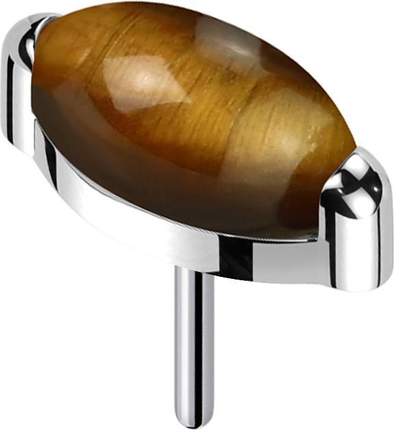 Star Piercing Threadless silber Ovaler Tigerauge Stein (Titan G23, Mineralisch, ohne Messing)