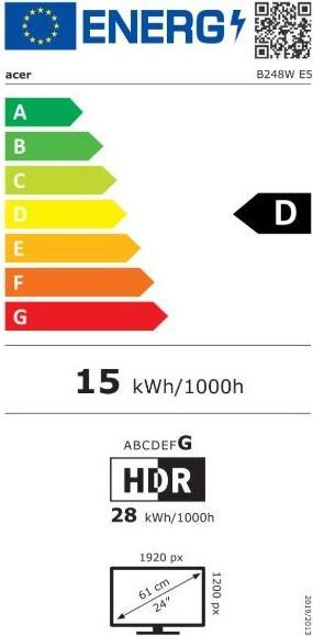 Energy Label Acer B248WE5bemiqprcuzx (1920 x 1200 pixels, 24")