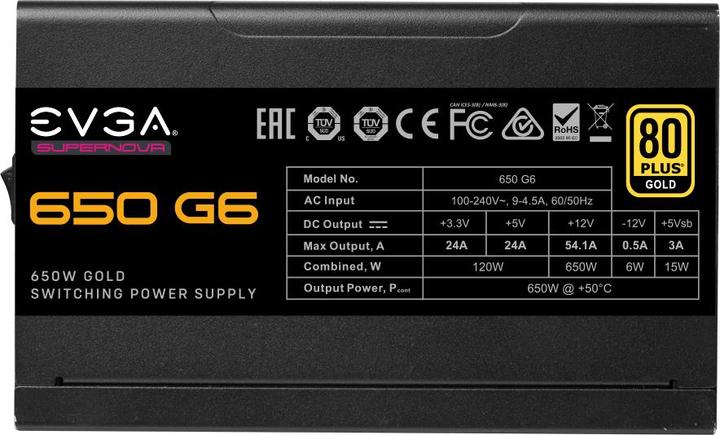 Produktbild EVGA Alimentation ATX SuperNova G6 - 650W (Noir) (650 W)