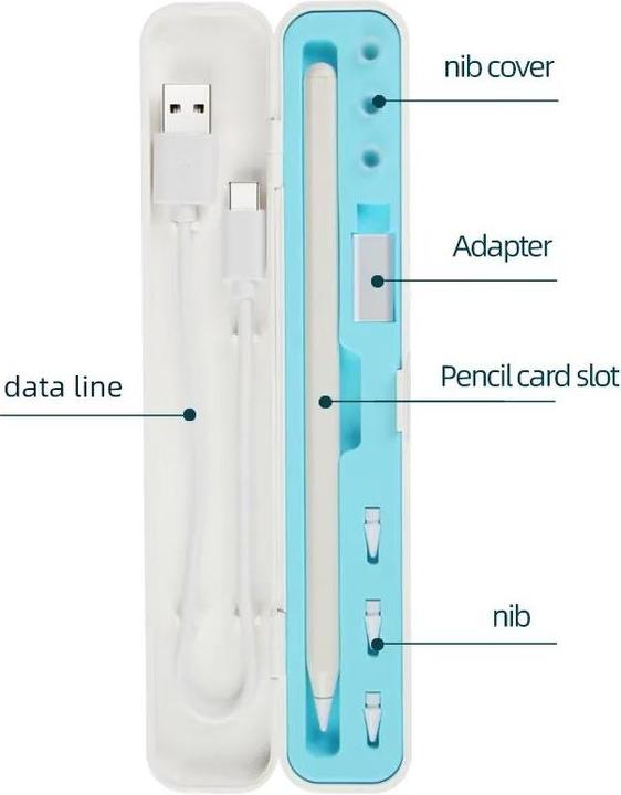 Image du produit PhoneLook Étui de protection Boîte de rangement Apple Pencil 1 & 2 liquid silicone intérieur bleu