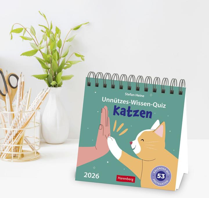 Produktbild Harenberg Unnützes-Wissen-Quiz Katzen Premium-Postkartenkalender - Kalender mit 53 Rätselkarten (Deutsch)