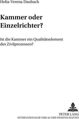 Actual product image Kammer oder Einzelrichter? (Helia-Verena Daubach, 2003)