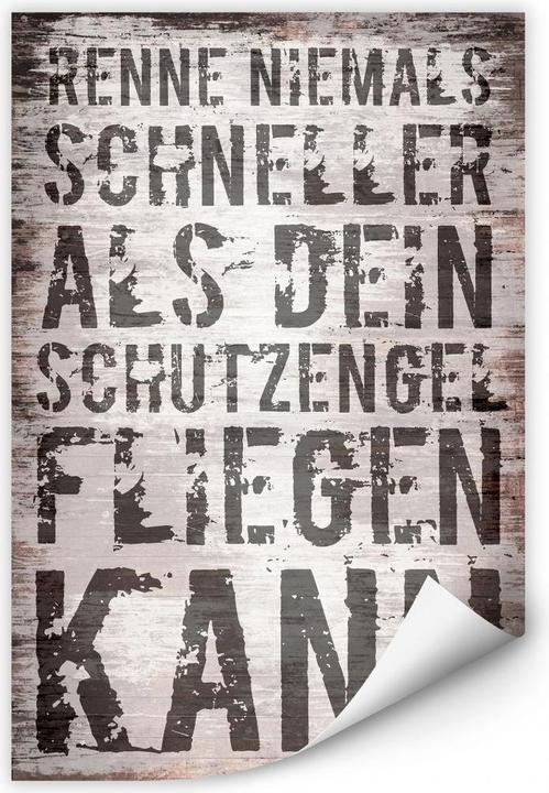 Produktbild Trenddeko Renne niemals schneller als dein Schutzengel fliegen kann (100 x 150 cm)
