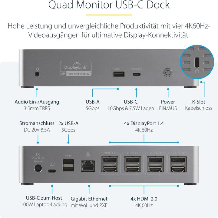 Actual product image StarTech DK31C4DPPDUE (USB-C, 14 Ports)