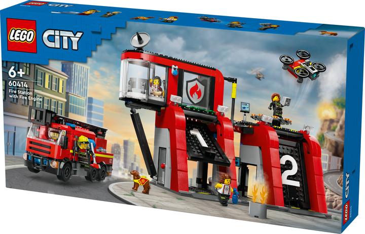 Immagine prodotto LEGO 60414 Stazione dei vigili del fuoco con autoscala a piattaforma girevole (60414, LEGO City)