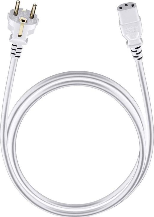 Oehlbach Powercord C13/300 - 3m de câble secteur Schuko > fiche secteur blanc (3 m)