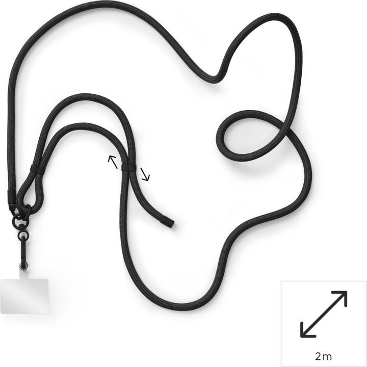 Produktbild Hama Handyband zum Umhängen, universal, verstellbar, Karabiner, 2 m, Schwarz