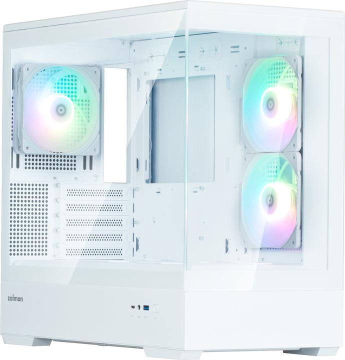 Actual product image Zalman GHE P30 V2 micro-ATX case Tempered Glass Panoramic View - White (mATX)