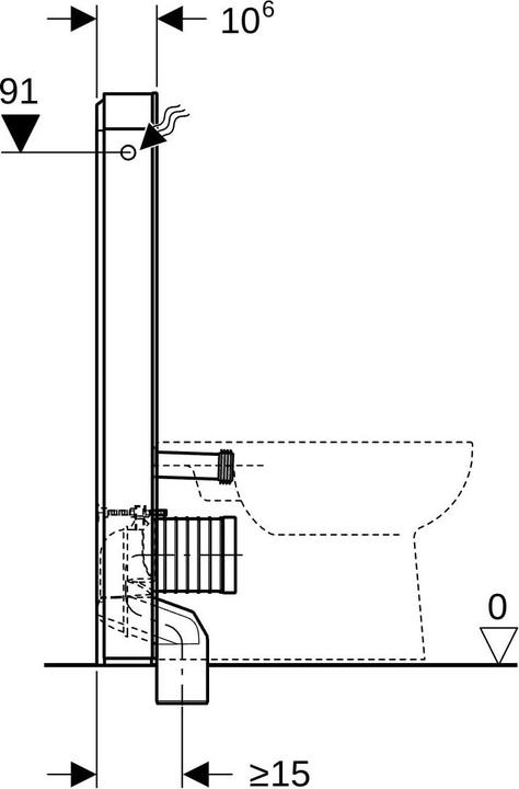 Image du produit Geberit Monolith PLUS module sanitaire pour WC au sol, 101 cm, entrée deau latérale, avec tubulure
