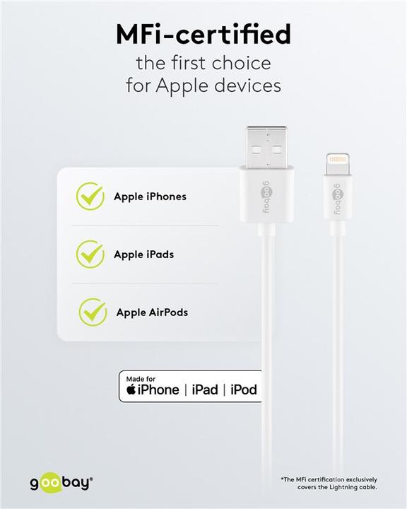 Immagine prodotto Goobay Doppio Caricabatterie USB-A con Cavo Apple Lightning (12 W)