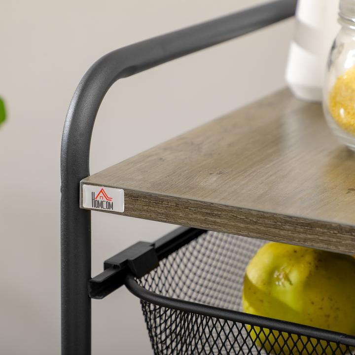 Actual product image Homcom Trolley with 4 baskets and one shelf