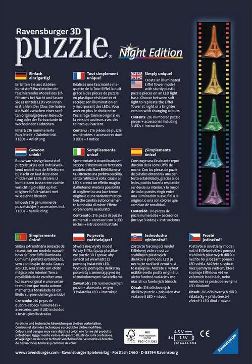 Immagine prodotto Ravensburger La Torre Eiffel di notte (216 pezzi)