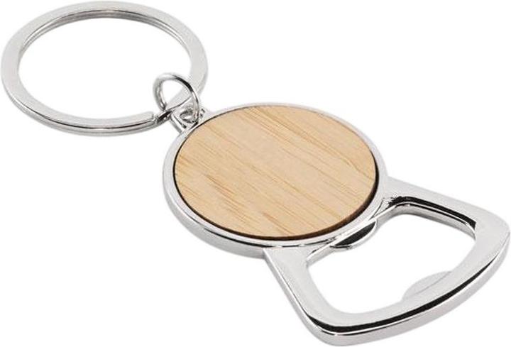 Actual product image MidOcean Keypop Bamboo Recycled Aluminium Bottle Opener Keyring