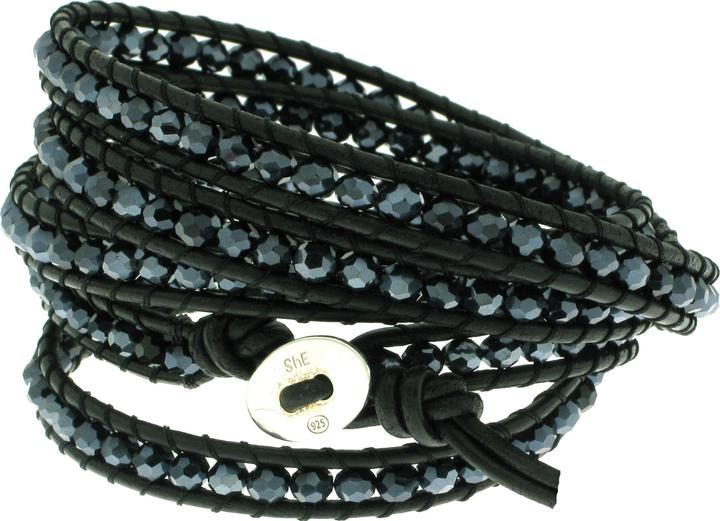 Actual product image Leyda Bracelet Leather Blue (100 cm, Silver 925, Leather, Synthetic stone)