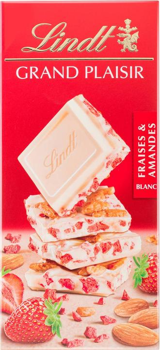 Immagine prodotto Lindt Barretta di cioccolato Grand Plaisir alla fragola bianca e alla mandorla (150 g)