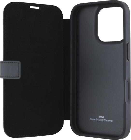Immagine prodotto BMW BMBKP16L23RMRLK Custodia per iPhone 16 Pro 6,3" in pelle nera Signature Leather Wordmark (Apple iPhone 16 Pro)