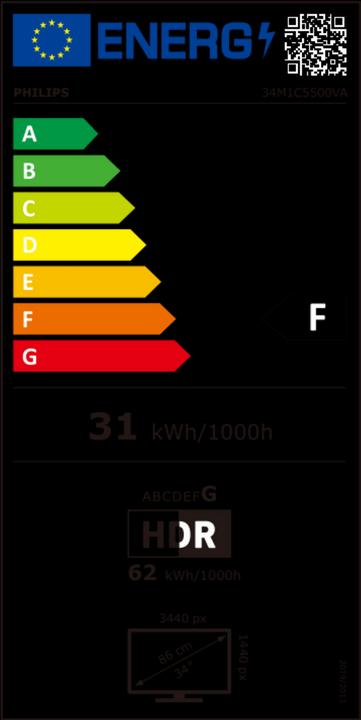 Energy Label Philips 34M1C5500VA/00 (3440 x 1440 pixels, 34")