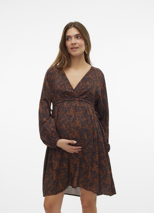 Produktbild Mamalicious Normal geschnitten V-Ausschnitt Elastische Bündchen Ballonärmel Kurzes Kleid Kleid (L)