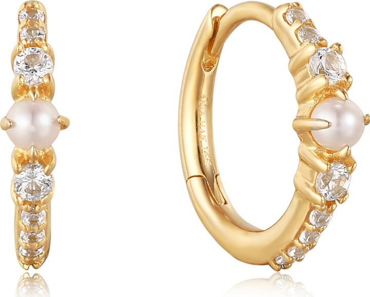 Ania Haie 14kt Gold Pearl and White Sapphire Huggie Ohrringe (585er Gelbgold)