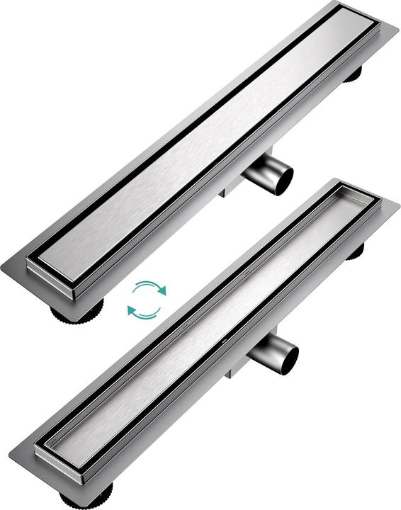 Produktbild Emke Duschrinne Edelstahl, Bodenablauf Komplettset Siphon mit Geruchsstop, Haarsieb, 600cm (600 mm)