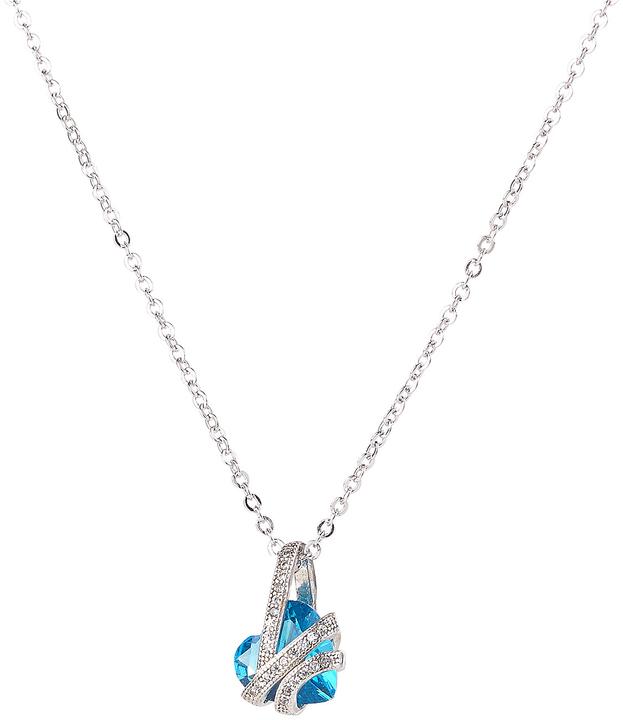 Actual product image St. Leonhard Necklace with blue cubic zirconia heart pendant and gemstones (Brass)