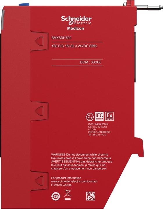 Image du produit Schneider Electric M580S 16DI 24VDC SIL3CAT,2/PLD BMXSDI1602